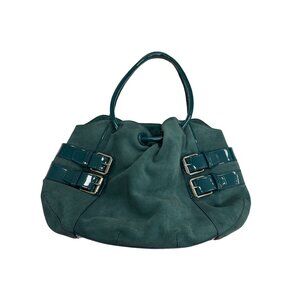 Cole Haan women’s green leather suede handbag purse medium size SKU 3557